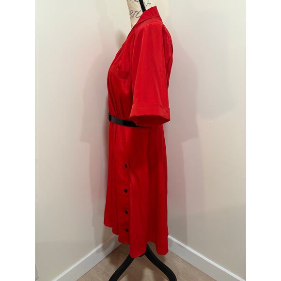 Vintage 80s/90s Darian Red & Black Dress w/ Pockets Size 8 - Picture 4 of 11